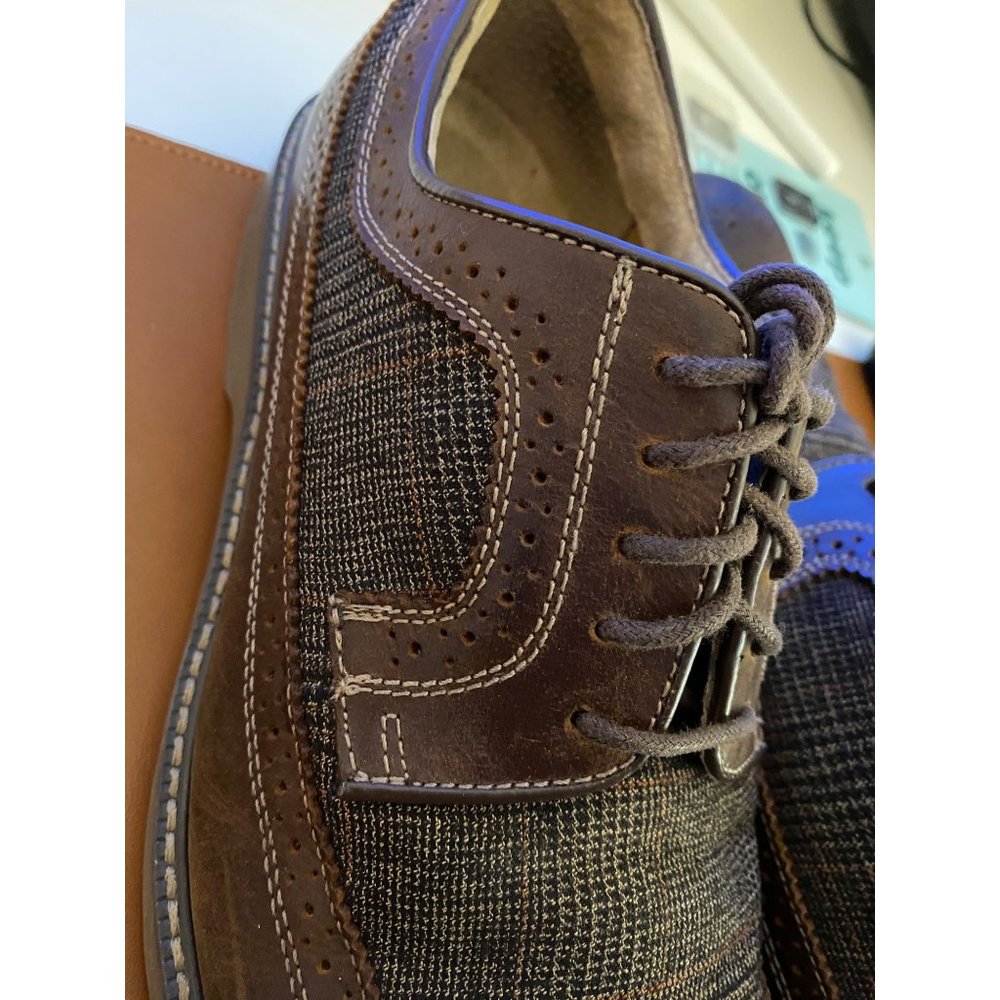 GH Bass Shoes Men 13M Brown Leather & Tweed Pasadena Wingtip Longwing Brogue - Picture 16 of 16
